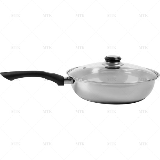 24cm Stainless steel Fry pan with glass lid image