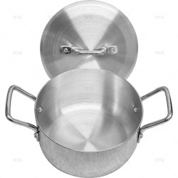 7" (18cm) Aluminium Cooking Pan / Stew Pan / Casserole / Saucepan Pot with Double Handle and Lid