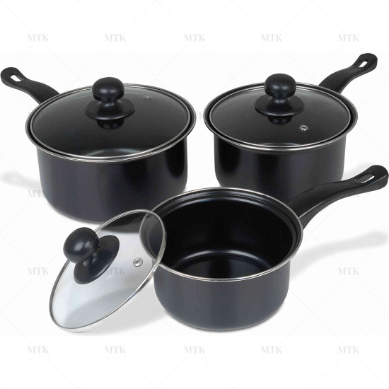 3pc Carbon Steel Non-Stick Sauce Pan Set SAUCE PANS image