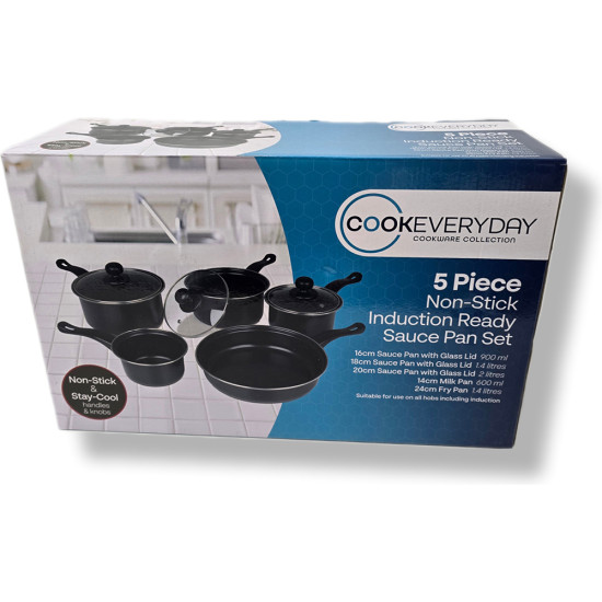 5pc Carbon Steel Non-Stick Sauce Pan Set image