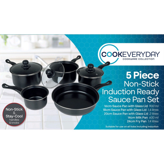 5pc Carbon Steel Non-Stick Sauce Pan Set image