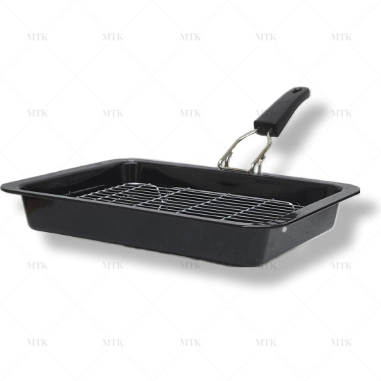 35cm Vitreous Enamel Grill pan with Detachable Handle image