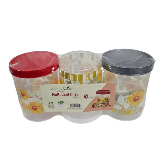 CONTAINER TALL 3 PCS SET PRINTED WITH SPOON SIZE 500 ML -Cannisters image