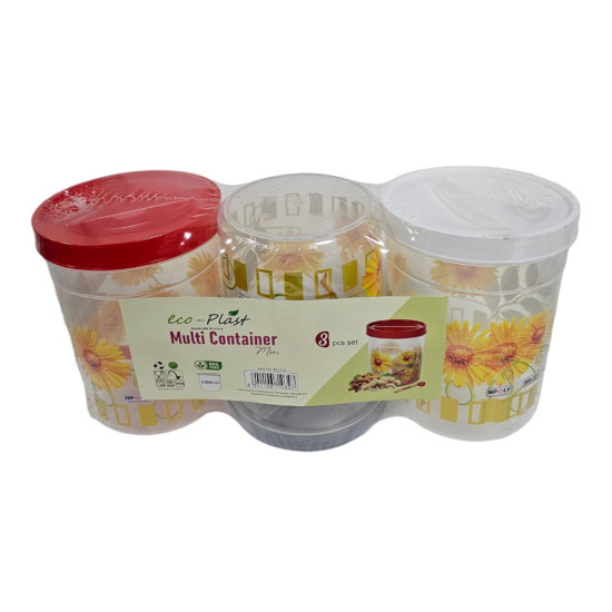 CONTAINER TALL 3 PCS SET PRINTED WITH SPOON SIZE 1300 ML -Cannisters image