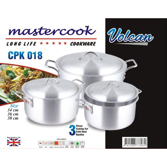 VOLCAN CASSEROLE SET HEAVY TYPE SIZE 34-36-38 CM - Assorted caterware image