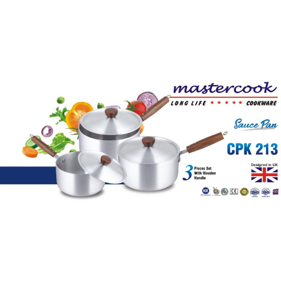 MARC TEAK HANDLE STEWPAN SET SIZE 16-18-20 CM HEAVY TYPE image