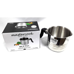 14 CM STEEL MILKPOT WITH PLASTIC HANDLE