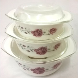 CASSEROLE SET 3 PCS OPAL GIFT BOXED ROSE