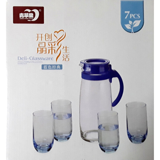BLUE GLASS 7 PC WATER SET R368J1010-L7B -Water set image