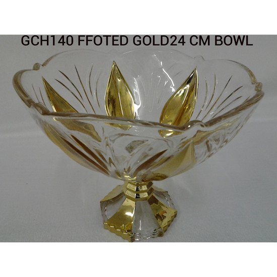 FOOTEDVGLASS GOLD COL BOWL 24 CM -Footed glass bowls image