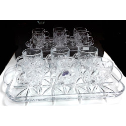 7 PC GLASS MUG AND TRAY SET  DS2035/L7