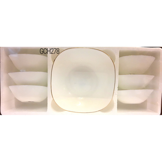 7PC BOWL SET SQUARE GOLD RIM image