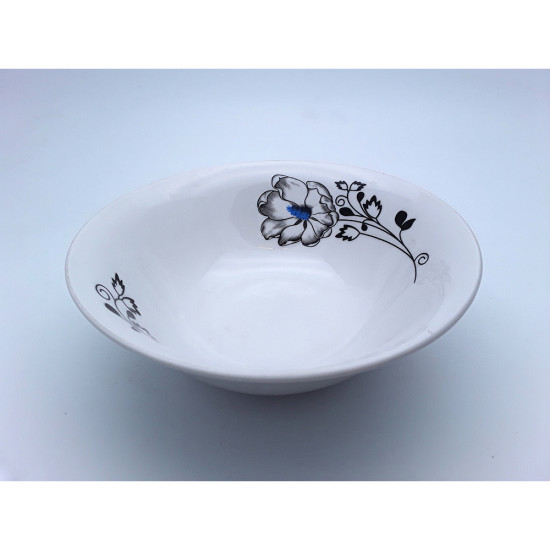 6 INCH CEREAL BOWL BLACK FLOWER -Plates & bowls image