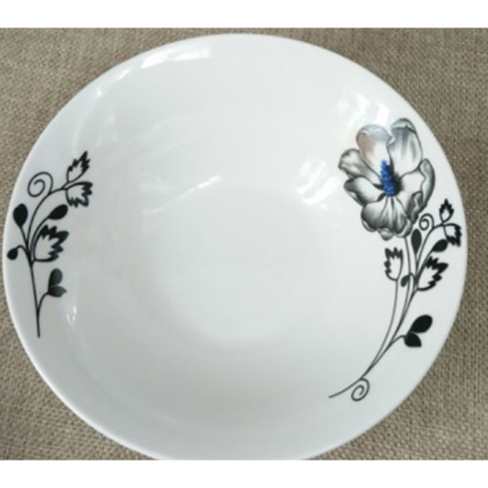 BOWL 8 INCH BLACK FLOWER DX -Plates & bowls image
