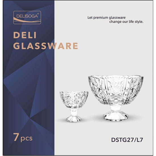 FOOTED GLASS BOWL ST 7 PCS DELI SOGA image