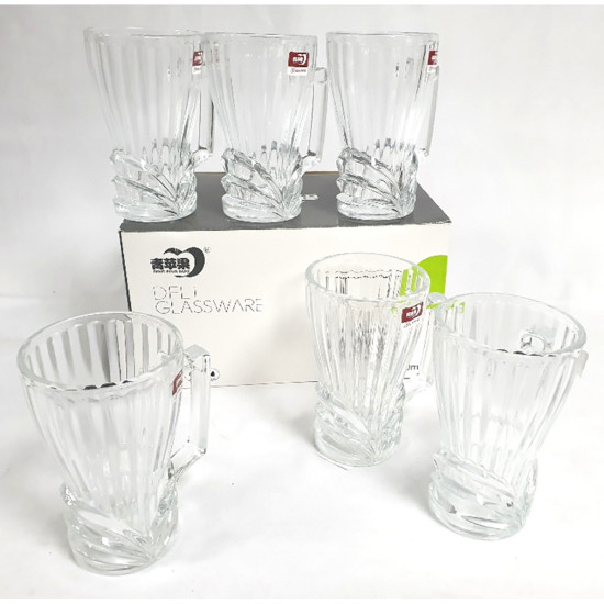 GLASS MUGS 6PC SET ZB229 -Clear mugs image