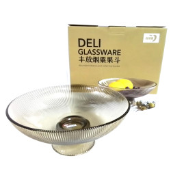 FOOTED LARGE FRUIT BOWL GLASS 25.5 CM BOXED