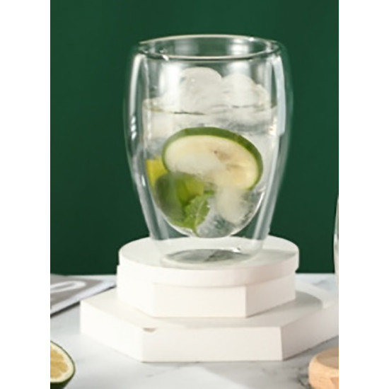 DOUBLE WALL GLASS SINGLE PC 350 ML -Clear mugs image