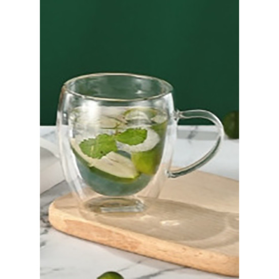 DOUBLE WALL GLASS MUG SINGLE PCS 250 ML -Clear mugs image
