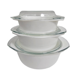 OPAL WHITE CASSEROLE SET 3 PCS 