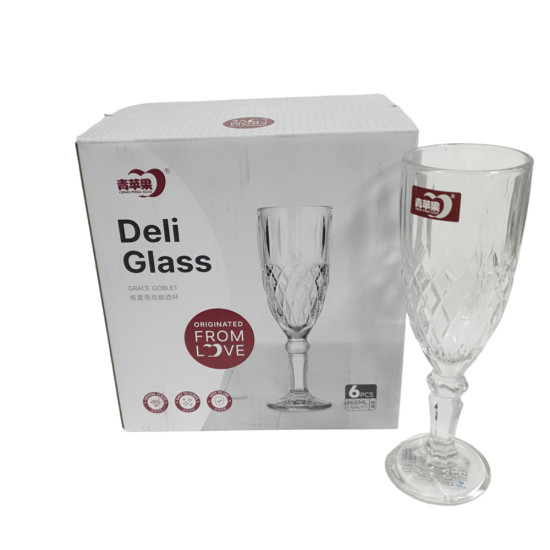 DELI SOGA FLUTE SHAPE WINE GLASS PAK OF 6 PCS IN GIFT BOX 165 ML -Wine glass image