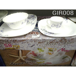 58 PCS DINNER SER BLUE SQUARE OPAL