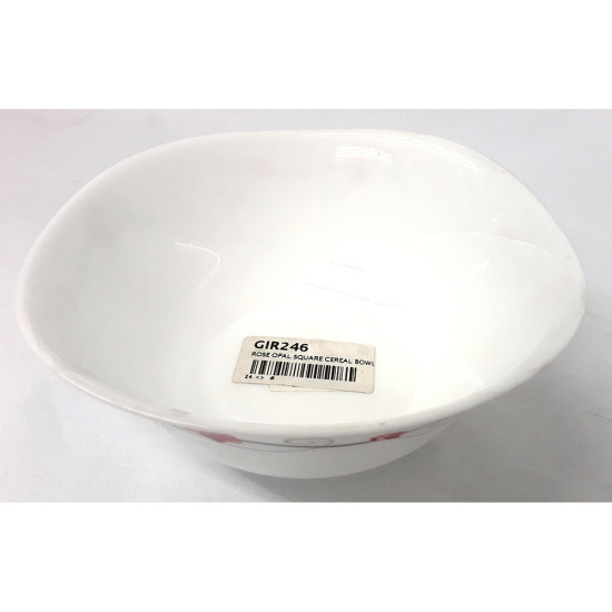 ROSE OPAL SQUARE CEREAL BOWL -Opalware printed image