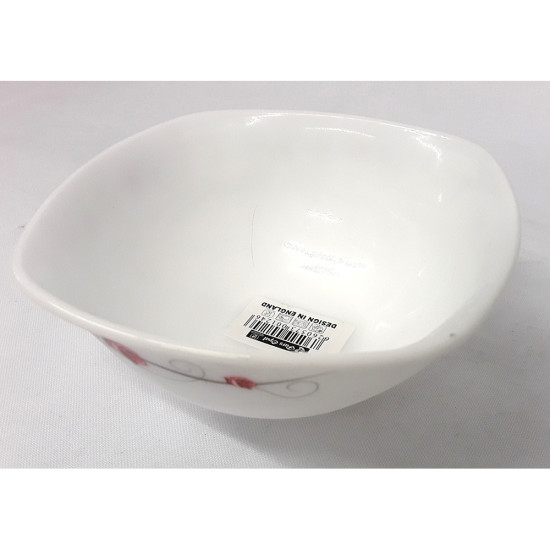 ROSE OPAL SQUARE 12CM BOWL -Opalware printed image