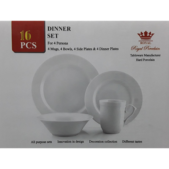 16PC WHITE PORCELAIN DINNER SET image