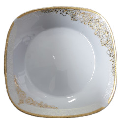 DONYA SQUARE GOLD PRINT DINNER  PLATE PORCELANE