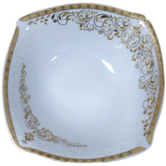 DONYA SQUARE GOLD PRINT CEREAL PLATE PORCELANE image