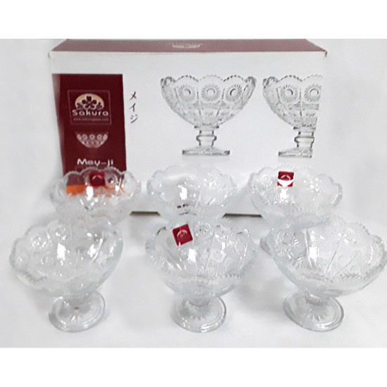 SUNDAI SET 6 PCS MEY JI ICE -Footed glass bowls image