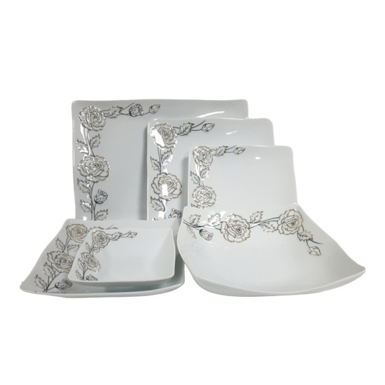 DINNER SET PRESTIGE SQUARE WITH DECAL 26 PCS SET -Dinner set porcelain image
