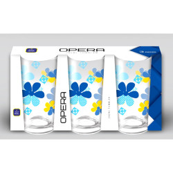 OPERA 3 PCS PRINTED GLASS SET BLUE