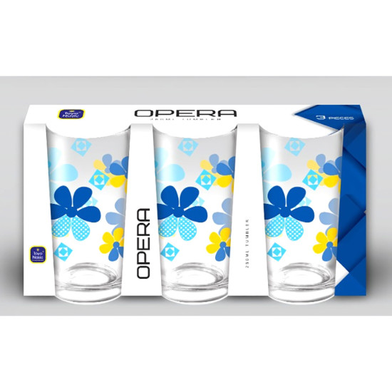 OPERA 3 PCS PRINTED GLASS SET BLUE image