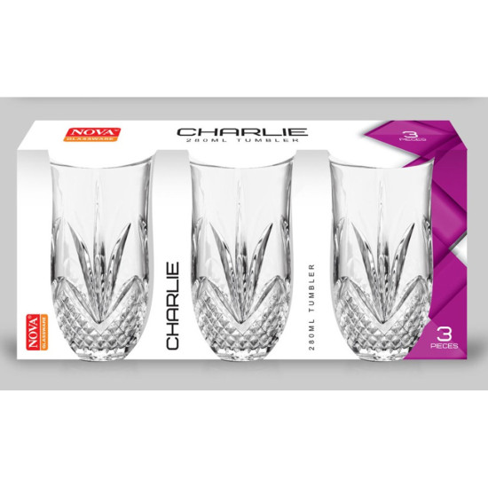 CHARLIE 280ML TUMBLER 3PC -3 pc glass plain image