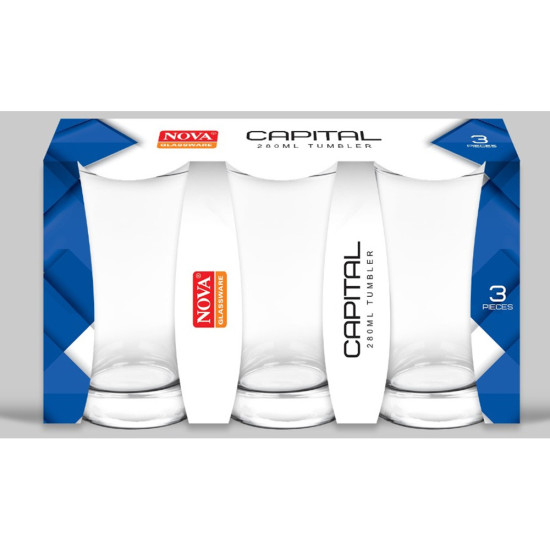 CAPITAL 280ML TUMBLER 3PC -3 pc glass plain image