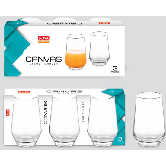 CANVAS 3PK TUMBLER -3 pc glass plain image