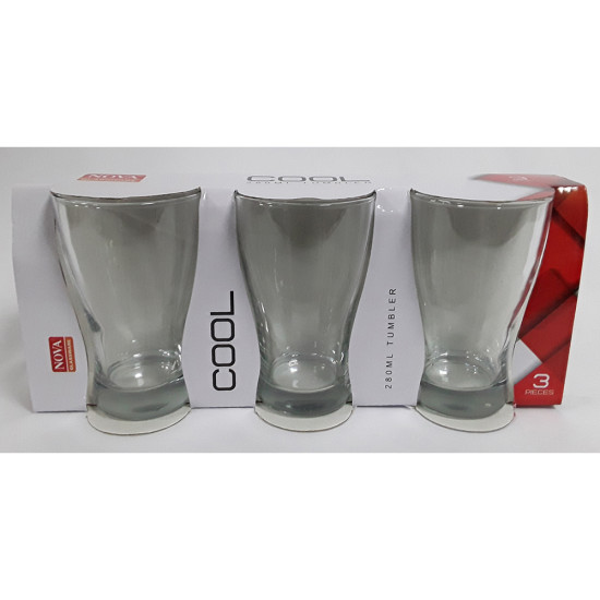 COOL TUMBLERS 3 PC 280 ML -3 pc glass plain image