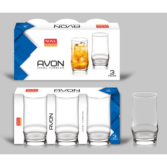 AVON 280ML TUMBLER 3PK -3 pc glass plain image