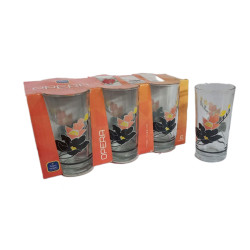 OPERA GLASS SET 6 PCS PRINTED BLACK/PINK 250 ML