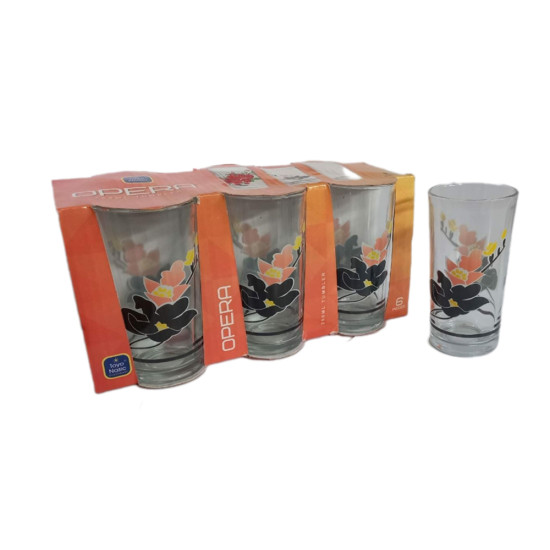 OPERA GLASS SET 6 PCS PRINTED BLACK/PINK 250 ML -6 pc printed glass image