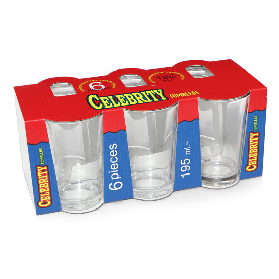 CELEBRITY RIO POLKA 6 PCS GLASS SET 195 ML -6 pc plain glass image