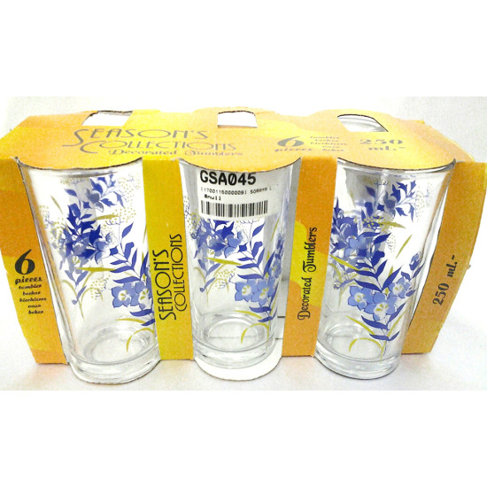 SORAYA LILY PRINT 6 PCS GLASS SET 250 ML image