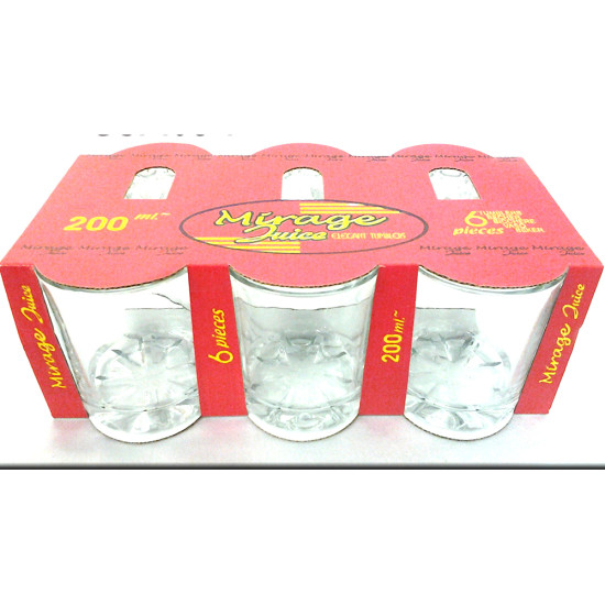 MIRAGE JUICE CLEAR 6PC 200ML -3 pc glass plain image