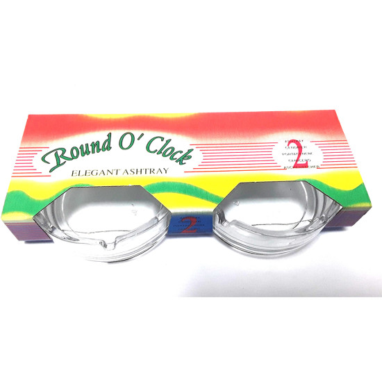 ASHTRAY GLASS 2 PCS SET ROUND O CLOCK image