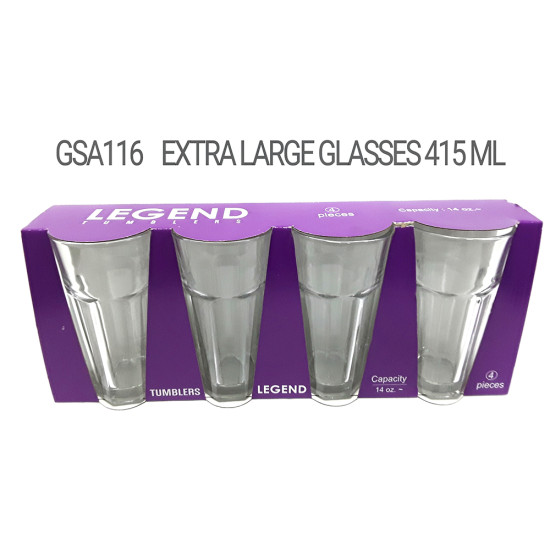 LEGEND 4 PCS GLASS SET 415 ML TALL -6 pc plain glass image