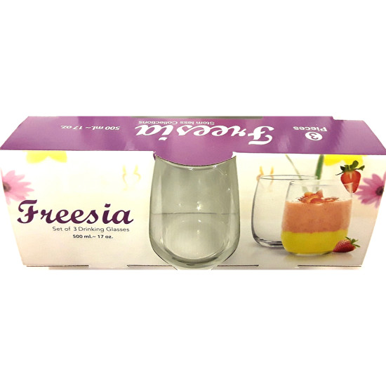FREESIA 3 PC GLASS 500ML 3PC -3 pc glass plain image