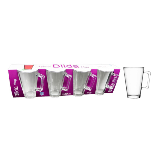 BILDA 4 PCS GLASS MUG SET 230 ML image