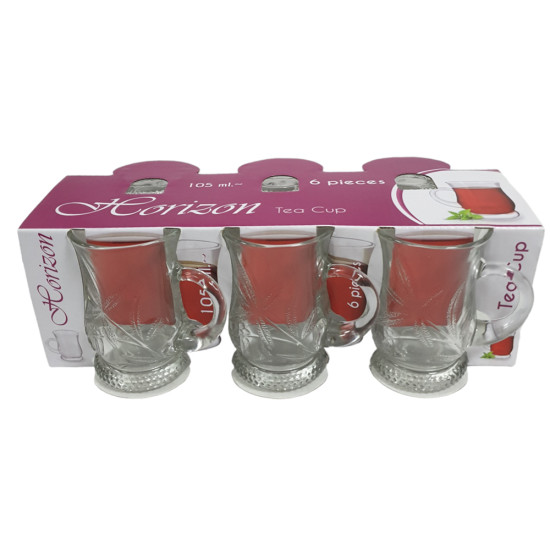 HORIZON TEACUP SET 6 PCS 105 ML -3 pc glass plain image